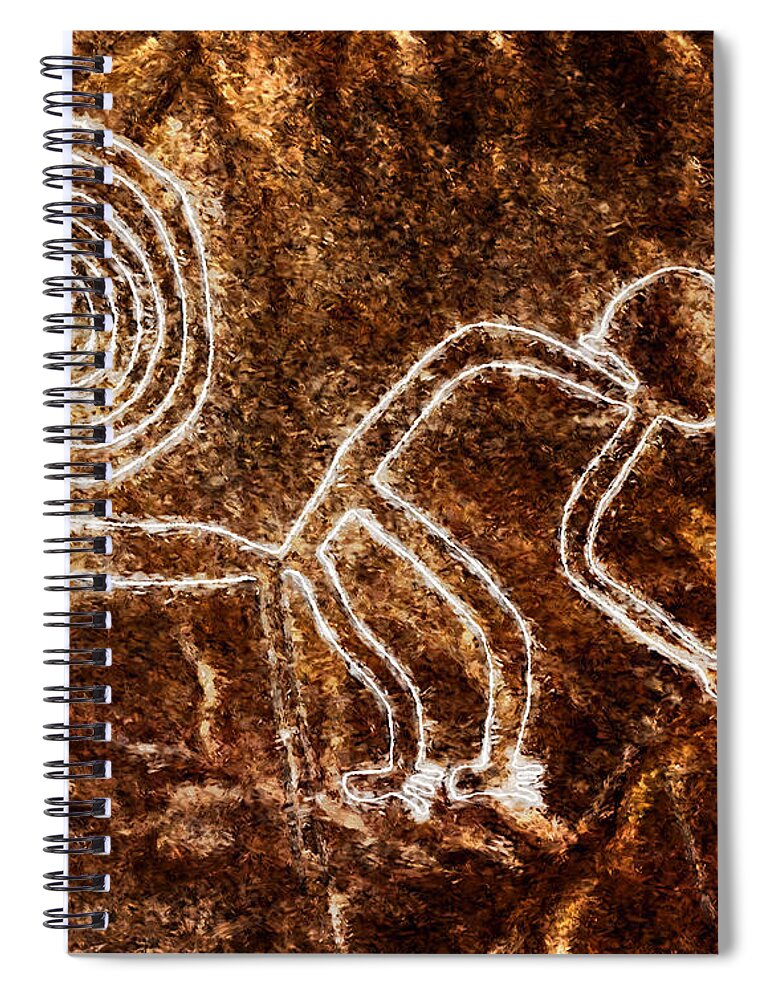 Nazca Monkey Spiral Notebook featuring the painting Nazca Monkey by Weston Westmoreland