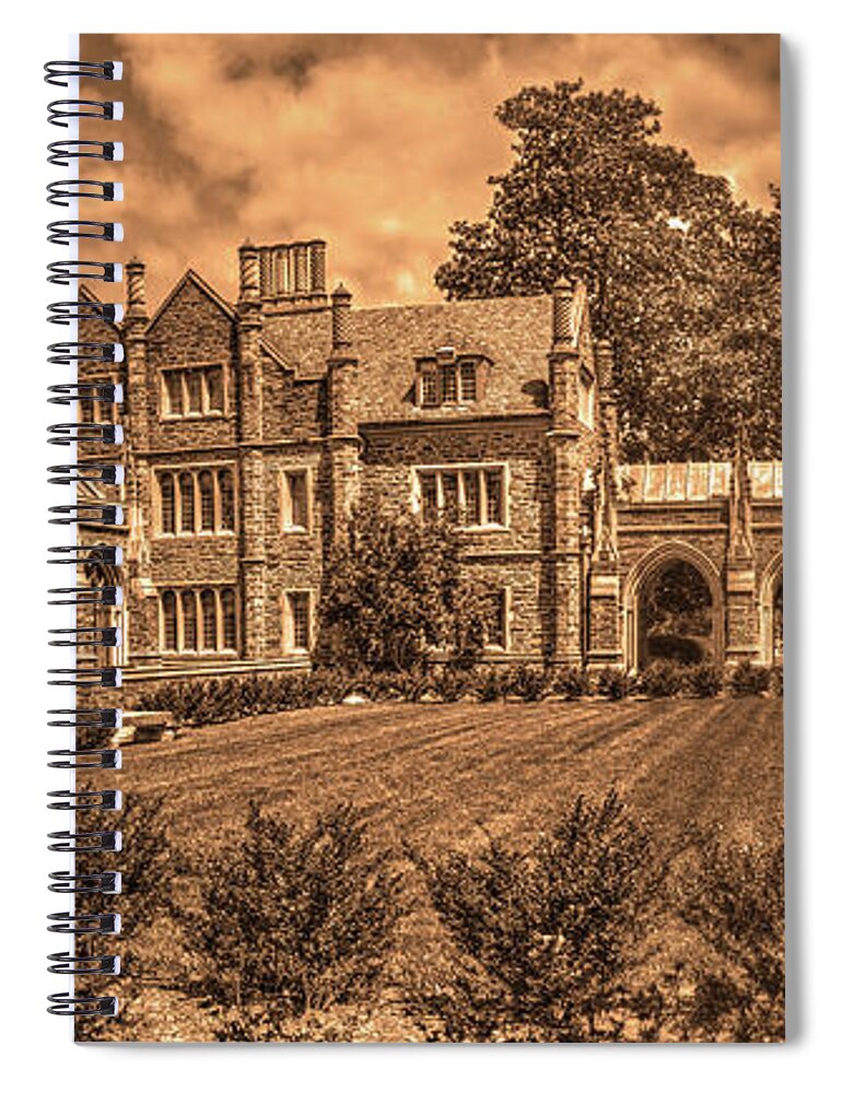 Architectural Spiral Notebook featuring the photograph Near the Chapel sepia by Dimitry Papkov
