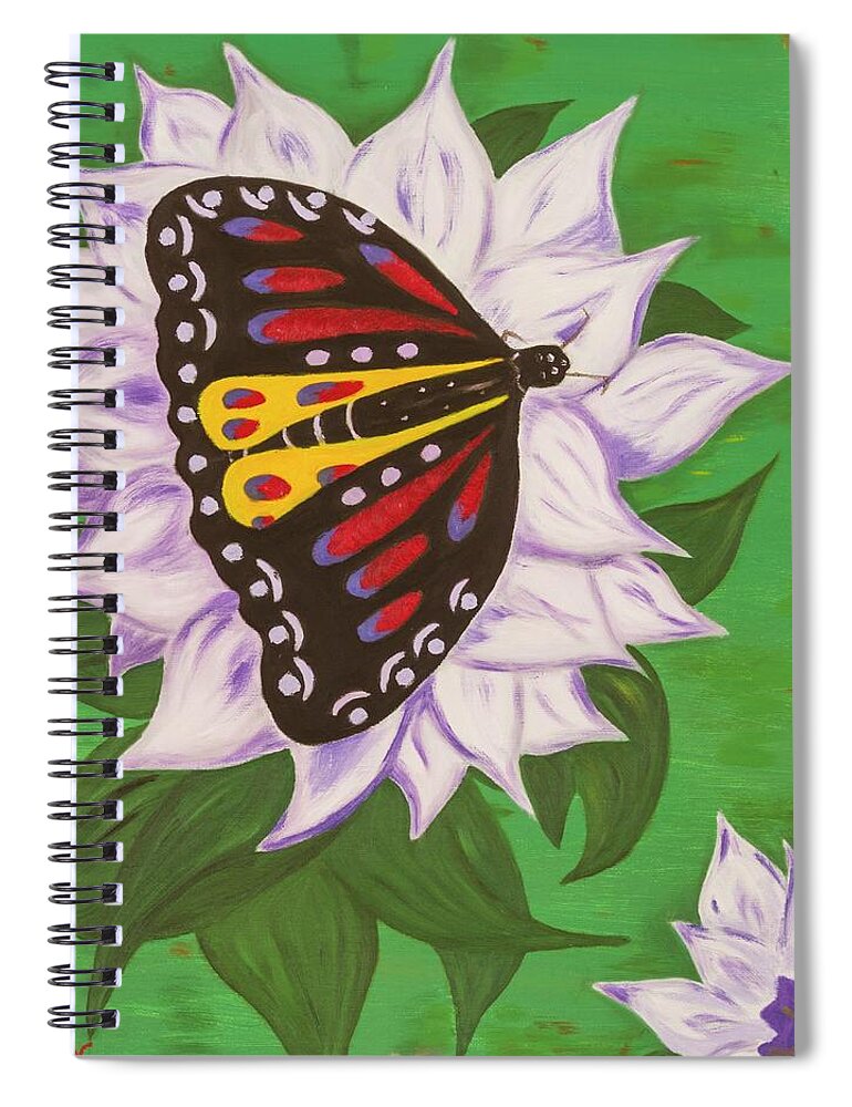 Nature Spiral Notebook featuring the painting Nectar of Life - Butterfly by Neslihan Ergul Colley