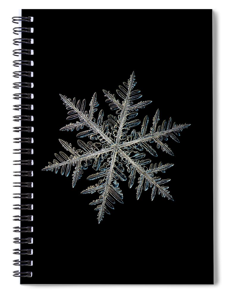 Snowflake Spiral Notebook featuring the photograph Neon, black version by Alexey Kljatov