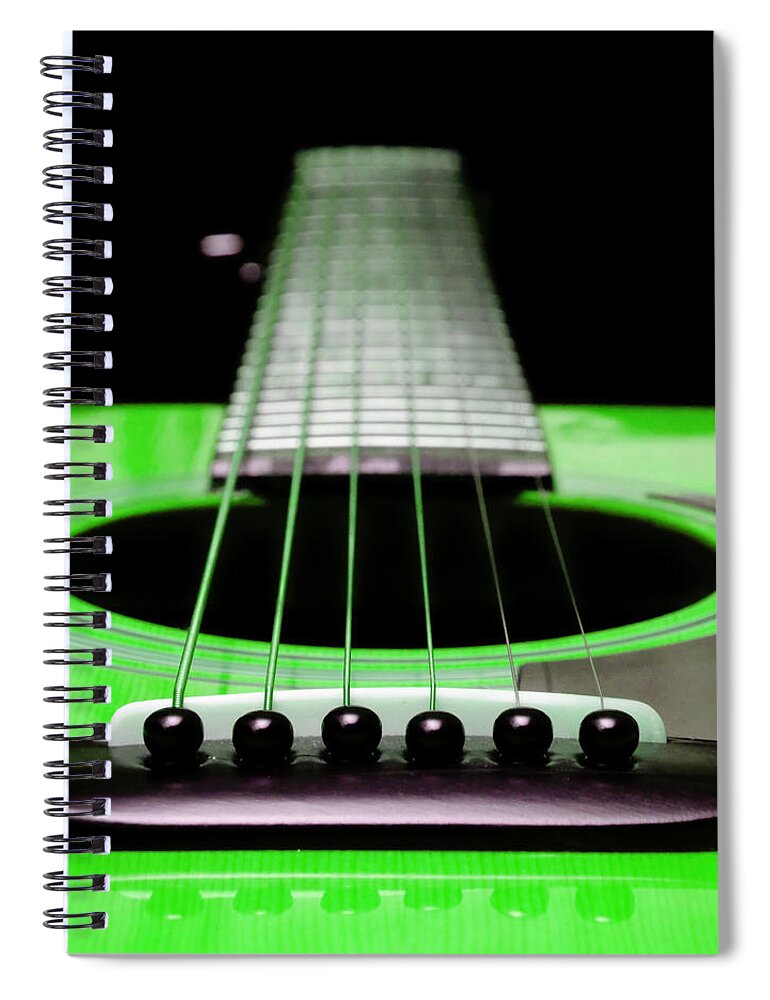 Andee Design Guitar Spiral Notebook featuring the photograph Neon Green Guitar 18 by Andee Design
