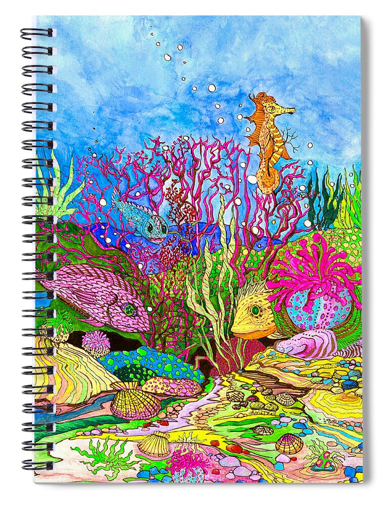 Adria Trail Spiral Notebook featuring the painting Neon Sea by Adria Trail