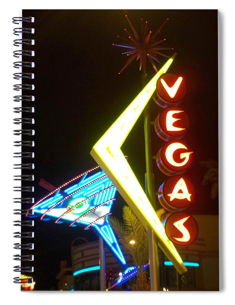 Fremont East Spiral Notebook featuring the photograph Neon Signs 3 by Anita Burgermeister