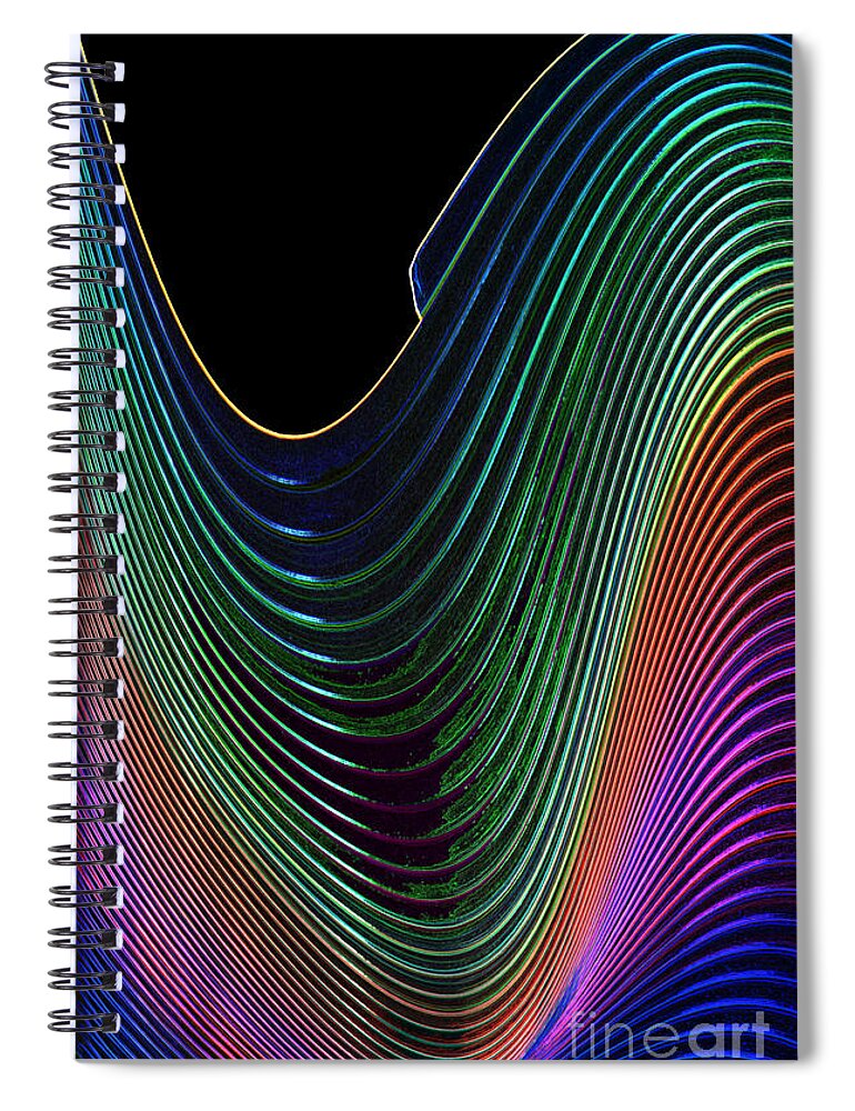 Neon Spiral Notebook featuring the digital art Neon Slinky by Wendy Wilton