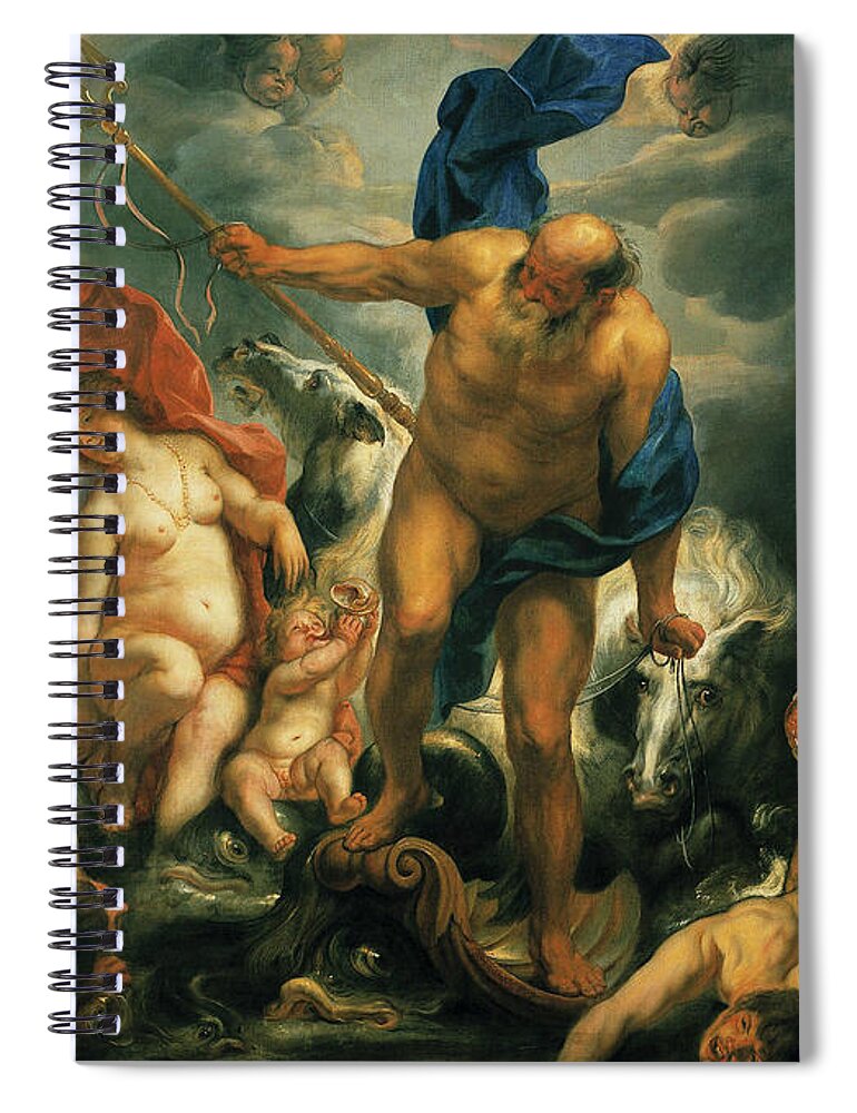 Flemish Art Spiral Notebook featuring the painting Neptune and Amphitrite in the Storm by Jacob Jordaens