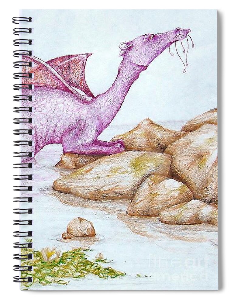Dragon Spiral Notebook featuring the drawing Nessy's cousin by K M Pawelec