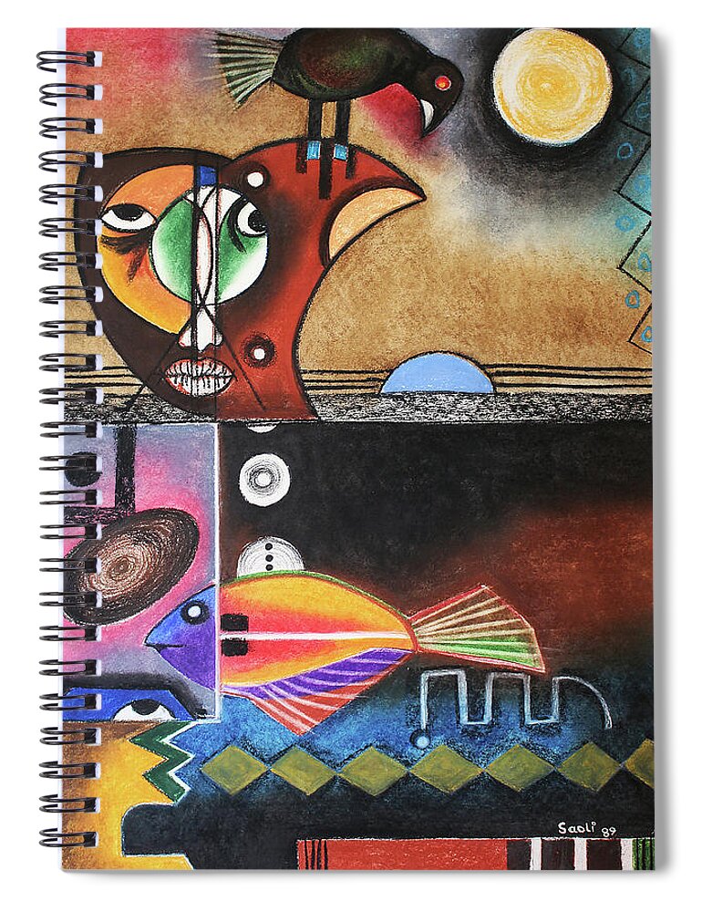 Winston Saoli Spiral Notebook featuring the painting New Creation Awakens by Winston Saoli