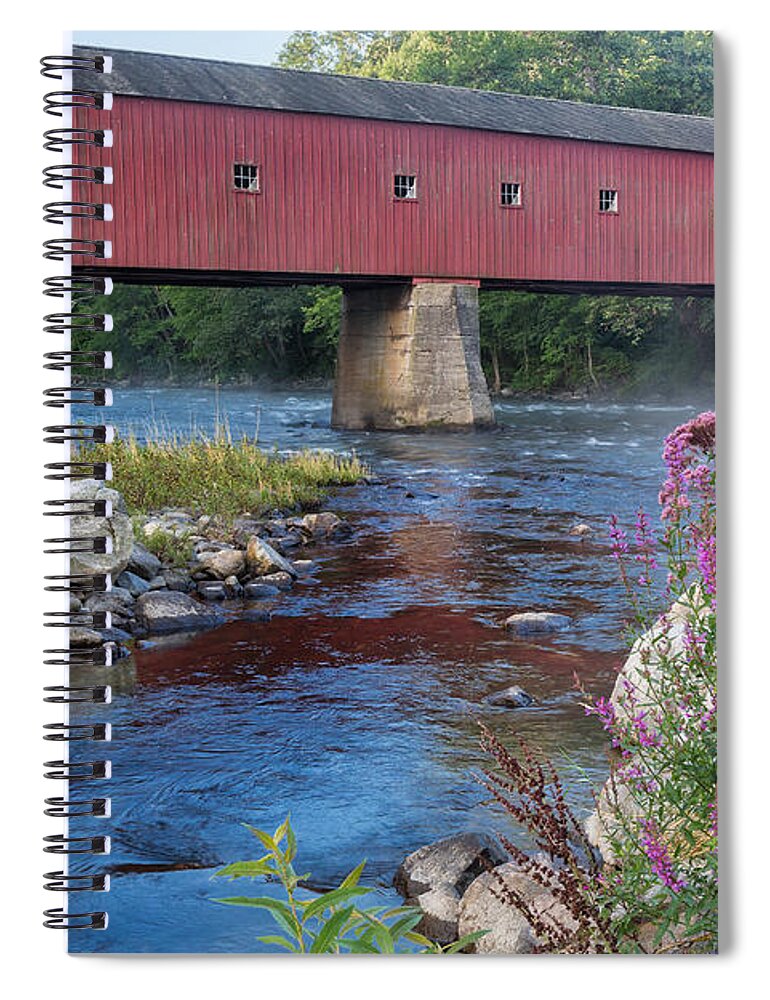 Summer Spiral Notebook featuring the photograph New England Covered Bridge Connecticut by Bill Wakeley