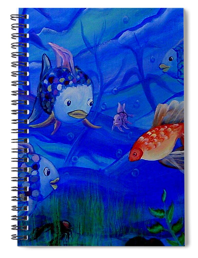 Fish Spiral Notebook featuring the painting New Kid in Town by Quwatha Valentine