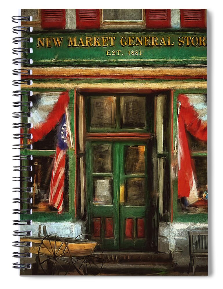 Store Spiral Notebook featuring the digital art New Market General Store by Lois Bryan