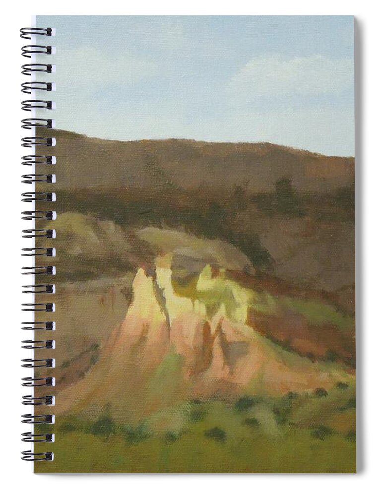 Northern New Mexico Spiral Notebook featuring the painting New Mexican Statues by Phyllis Andrews