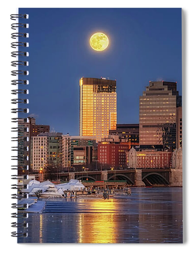 Boston Spiral Notebook featuring the photograph New Years Wolf Moon by Sylvia J Zarco