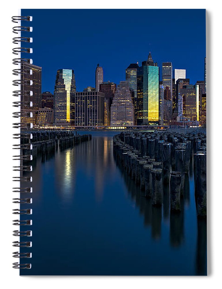World Trade Center Spiral Notebook featuring the photograph New York City Moonset by Susan Candelario