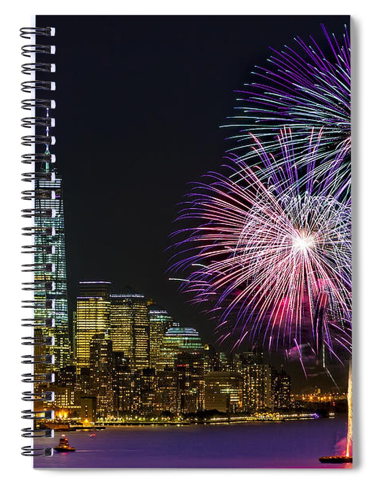 Fireworks Spiral Notebook featuring the photograph New York City Summer Fireworks by Susan Candelario
