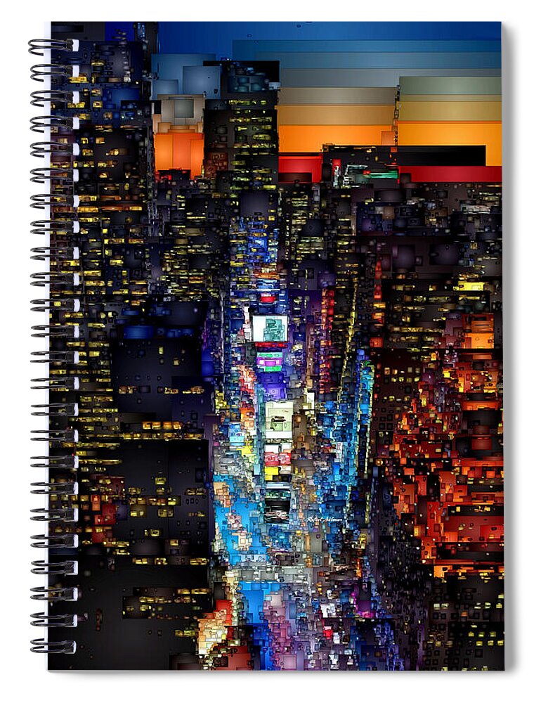 Rafael Salazar Spiral Notebook featuring the digital art New York City - Times Square by Rafael Salazar