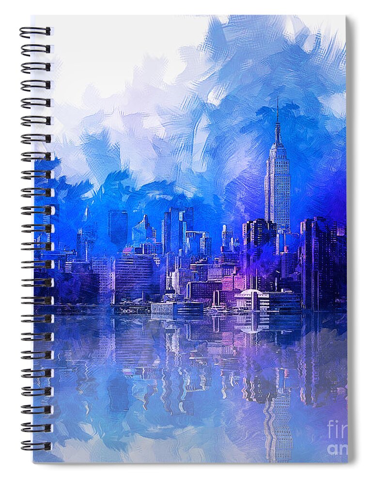 Cityscape Spiral Notebook featuring the painting New York by Ian Mitchell