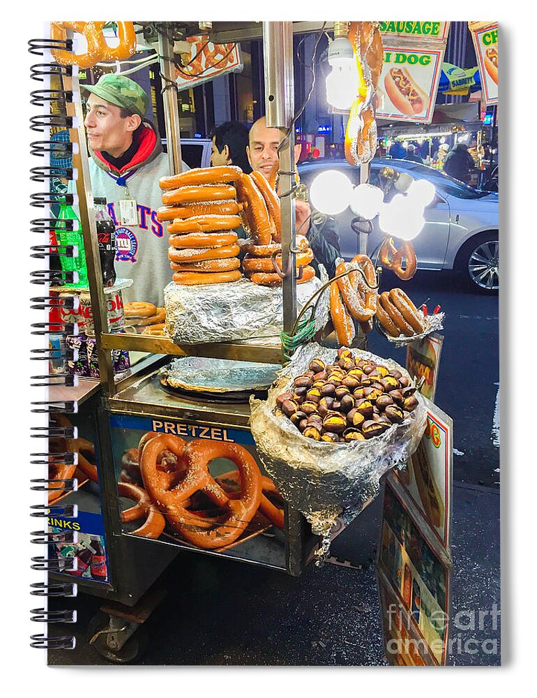 Chestnuts Spiral Notebook featuring the photograph New York Street Vendor by Thomas Marchessault