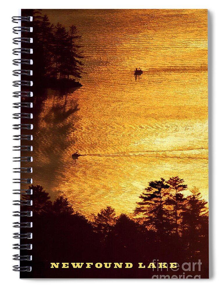 New Found Lake Spiral Notebook featuring the photograph Newfound Lake Boats on Golden Waters by Xine Segalas