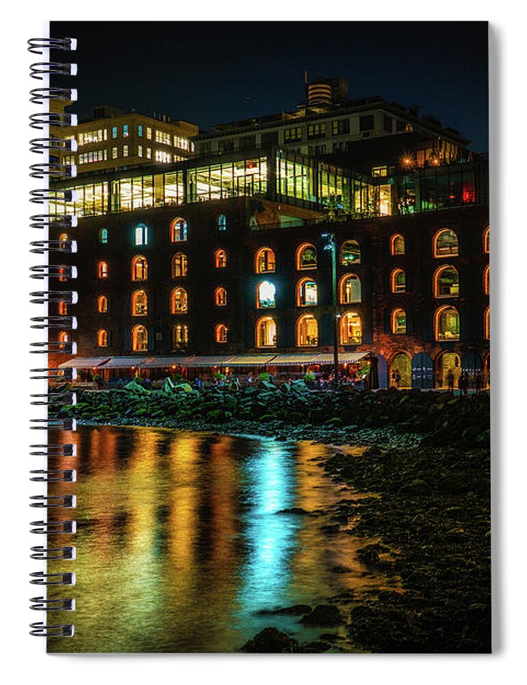 Warehouse Spiral Notebook featuring the photograph Newly Gentrified Warehouse At Night by Chris Lord