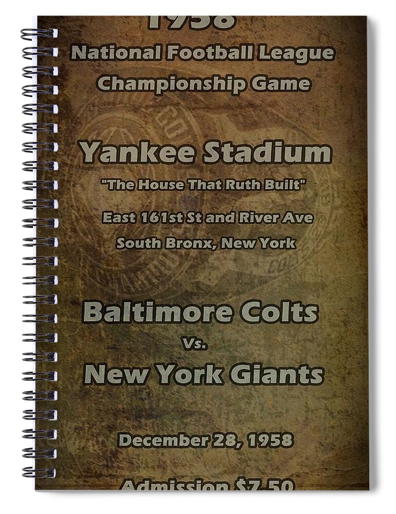 Nfl Spiral Notebook featuring the digital art NFL Championship Game 1958 by David Dehner