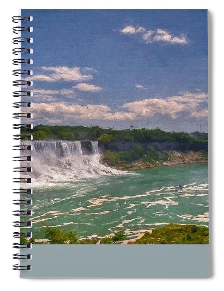 Landscape Spiral Notebook featuring the digital art Niagara Falls #3 by Charmaine Zoe