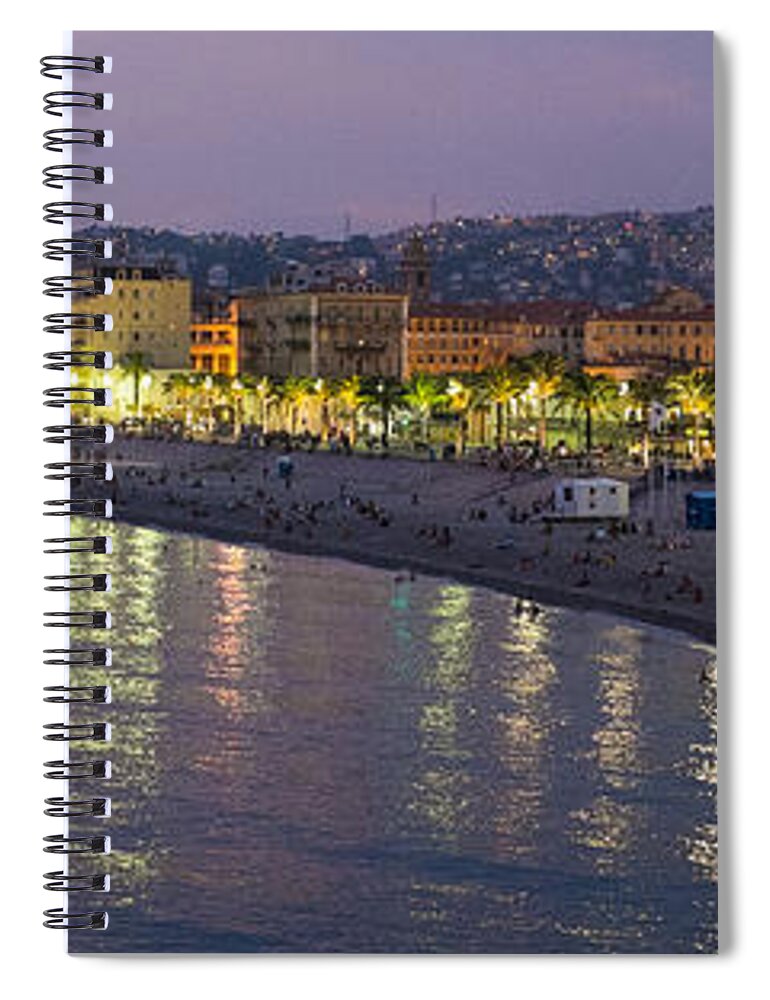 Nice Spiral Notebook featuring the photograph Nice at night by Nigel R Bell