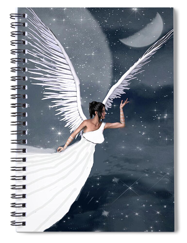 Angel Spiral Notebook featuring the mixed media Night Angel by Rosalie Scanlon