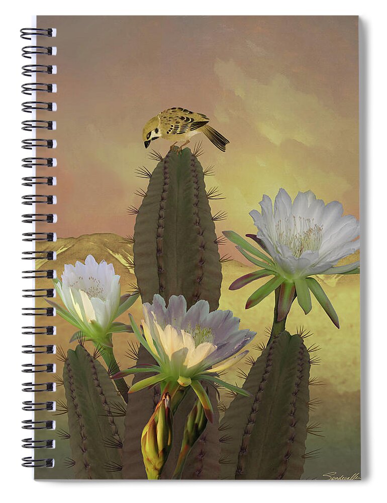 Flowers Spiral Notebook featuring the digital art Night Blooming Cereus by M Spadecaller