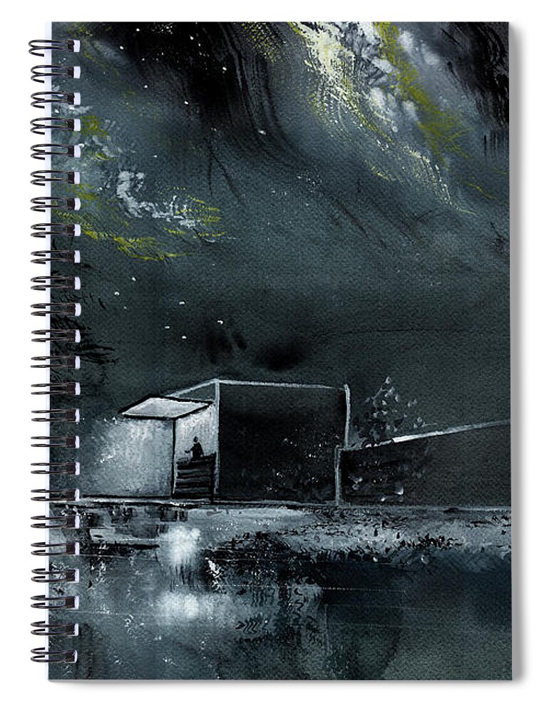 Nature Spiral Notebook featuring the painting Night Out by Anil Nene