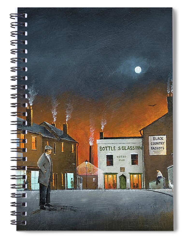 England Spiral Notebook featuring the painting Night Scene At The Black Country Museum - England by Ken Wood