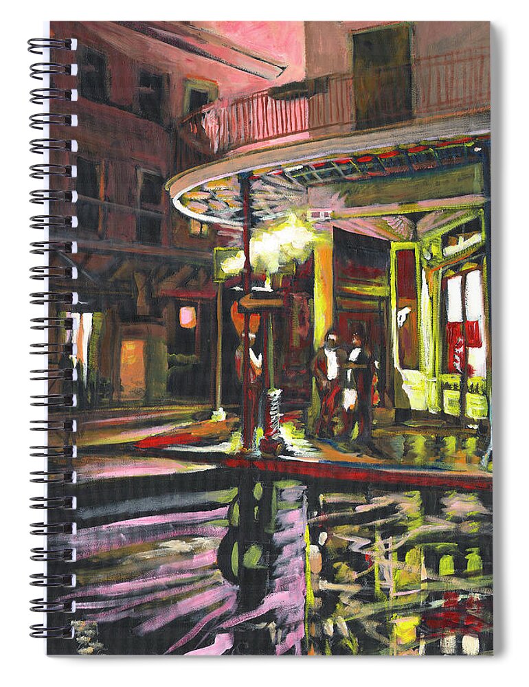 New Orleans Spiral Notebook featuring the painting Night Shift by Amzie Adams