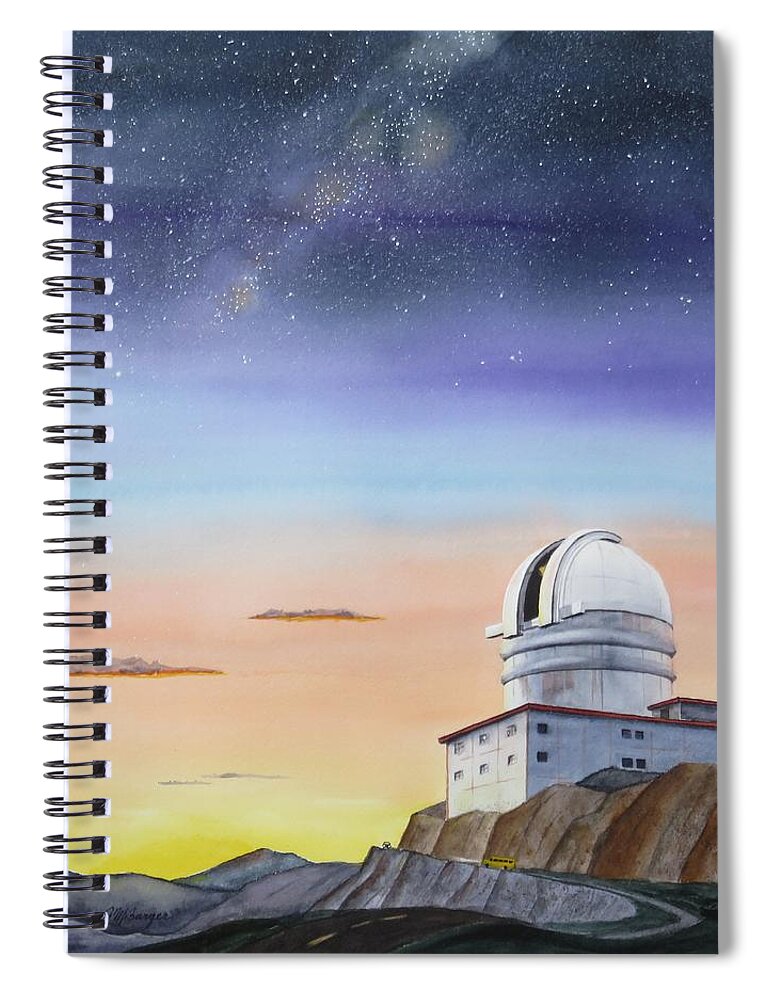 Telescope Spiral Notebook featuring the painting Night Shift by Joseph Burger