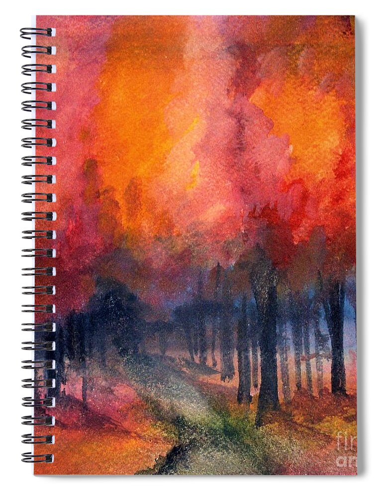 Nature Art Spiral Notebook featuring the painting Night Time among the Maples by Laurie Rohner