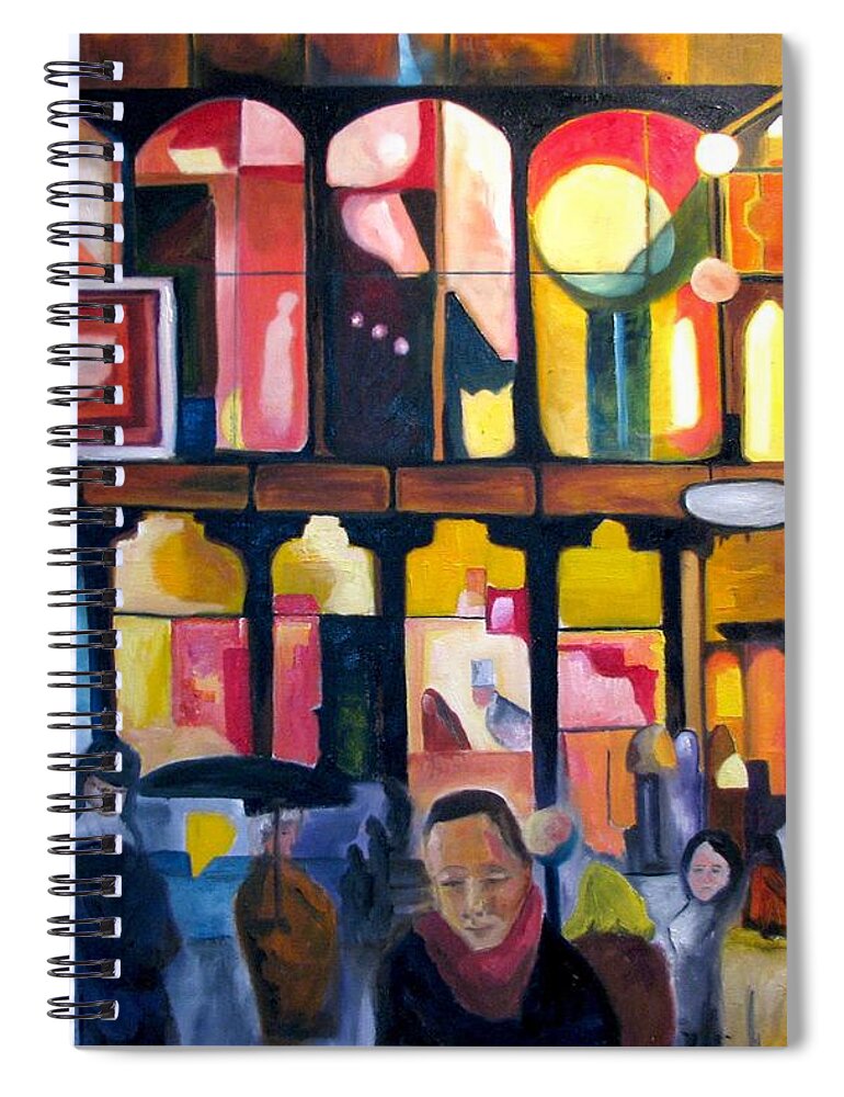 Night Scenes Spiral Notebook featuring the painting Night Walk 2009 by Patricia Arroyo
