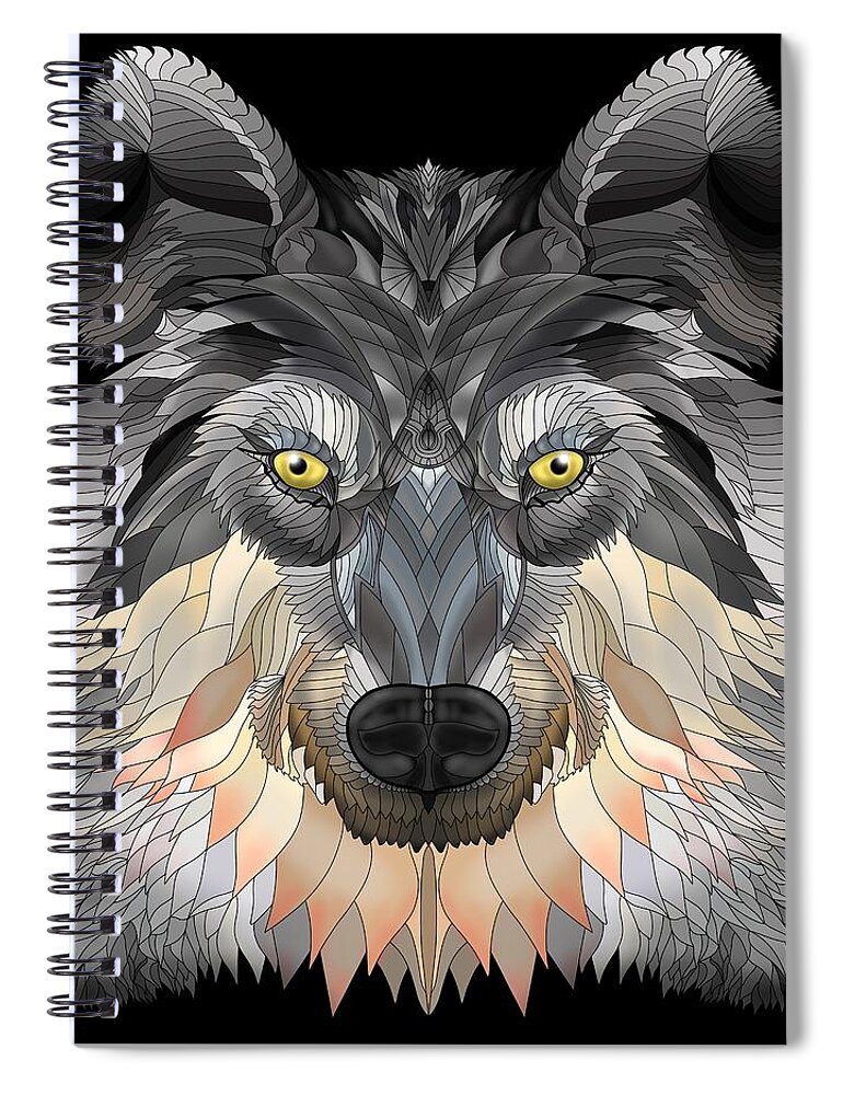 Night Wolf Spiral Notebook featuring the digital art Night Wolf by Mark Taylor