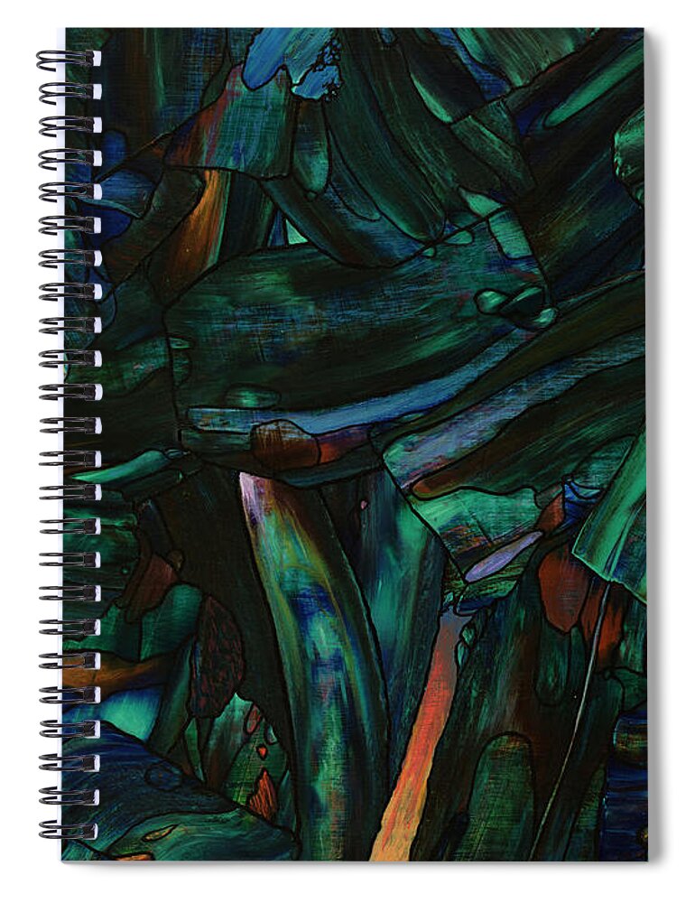 Abstract Spiral Notebook featuring the painting Nightfall by James W Johnson