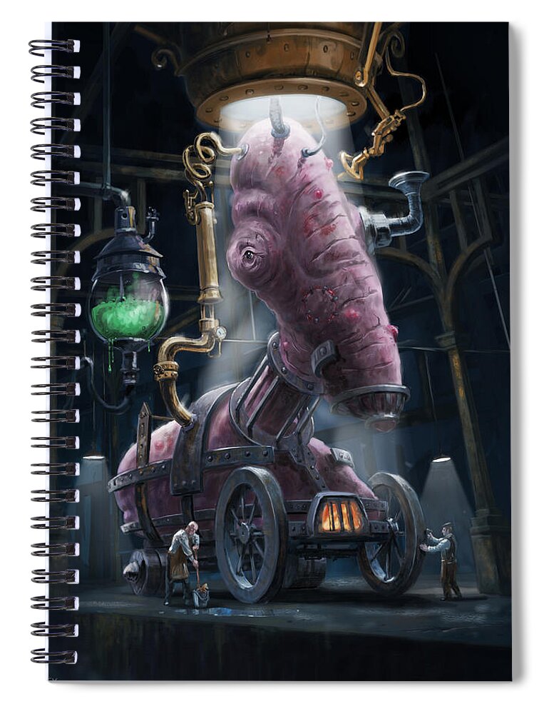 Flesh Spiral Notebook featuring the digital art Nightmare Victorian Flesh Creature Horror by Martin Davey