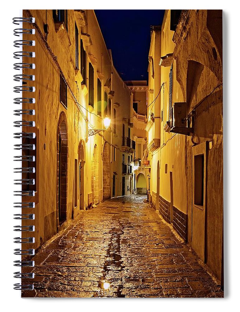 Italy Spiral Notebook featuring the photograph Nighttime in Gallipoli by Allan Van Gasbeck