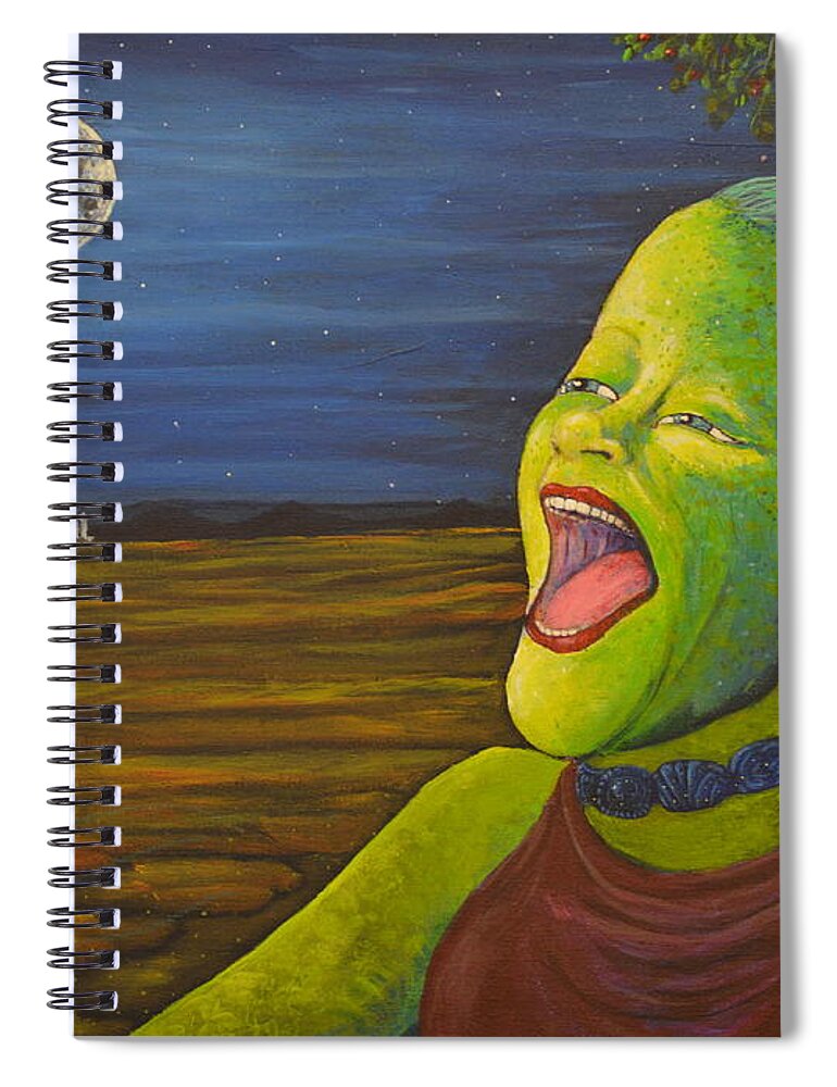 Nikkal Spiral Notebook featuring the painting Nikkal and Yarikh by Rod B Rainey