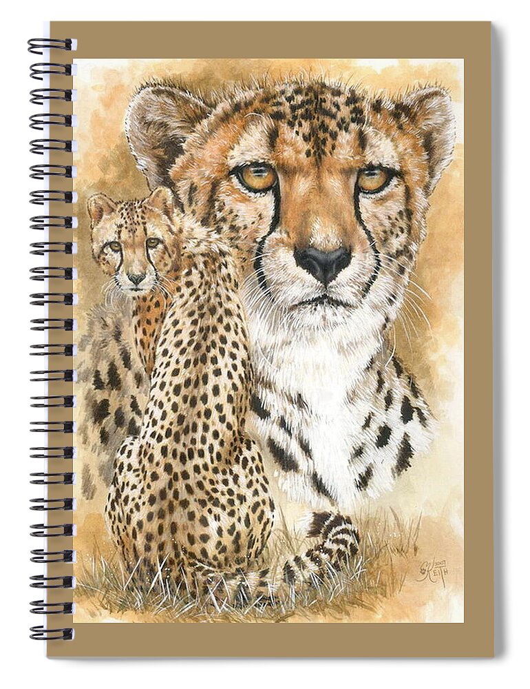 Cheetah Spiral Notebook featuring the mixed media Nimble by Barbara Keith