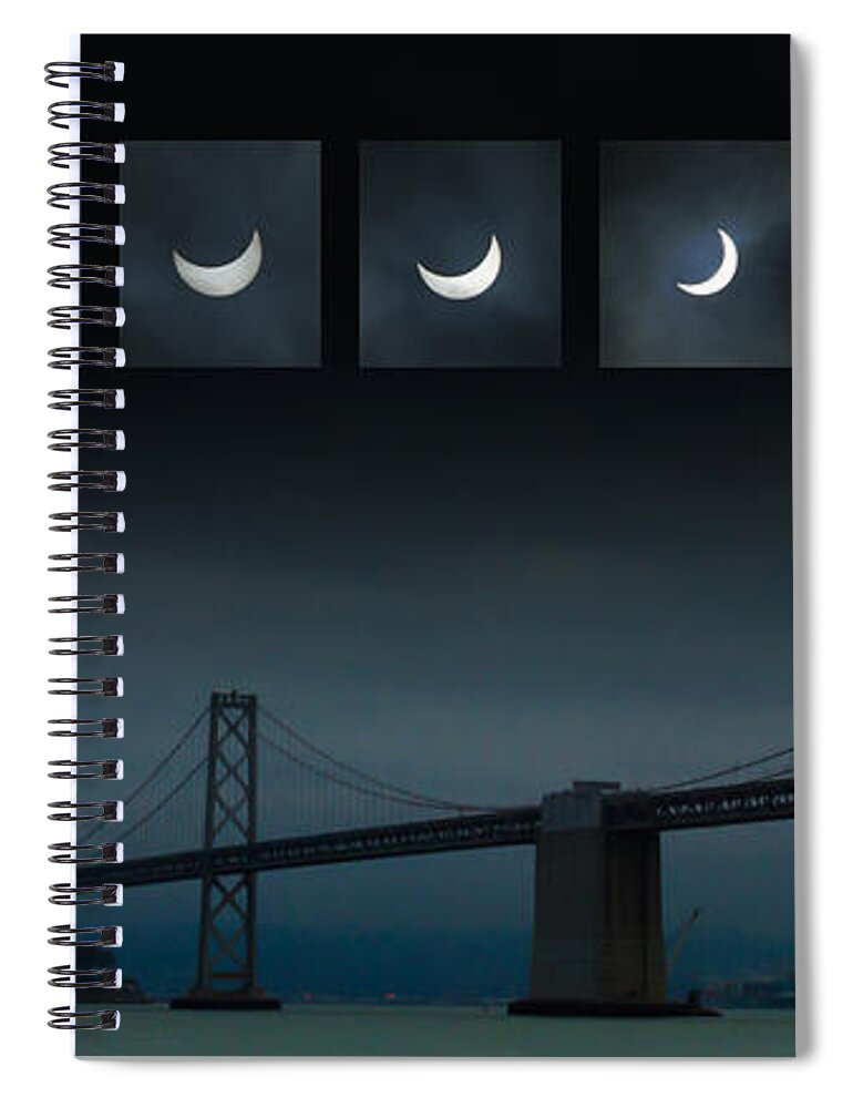 Nine Phases Of An Eclipse Spiral Notebook featuring the photograph Nine Phases of an Eclipse 1 by Bonnie Follett
