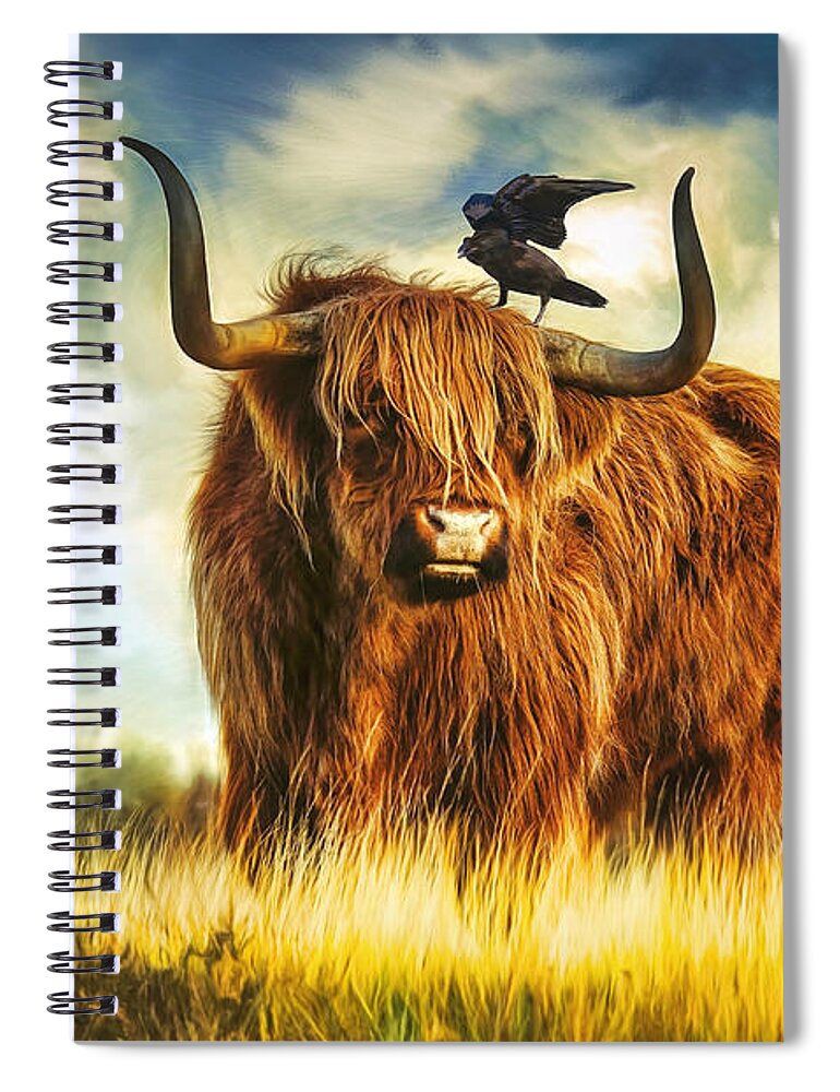 Cow Spiral Notebook featuring the painting No Crow About It by Tina LeCour