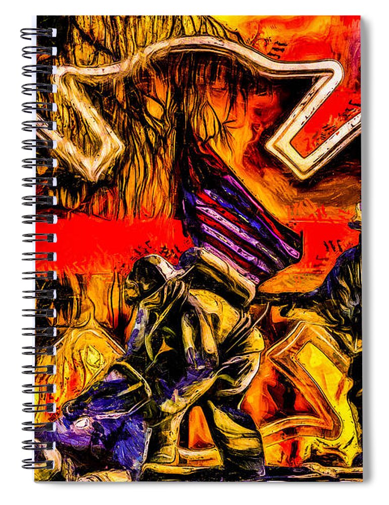 Firefighting Spiral Notebook featuring the digital art No one left behind - Oil by Tommy Anderson