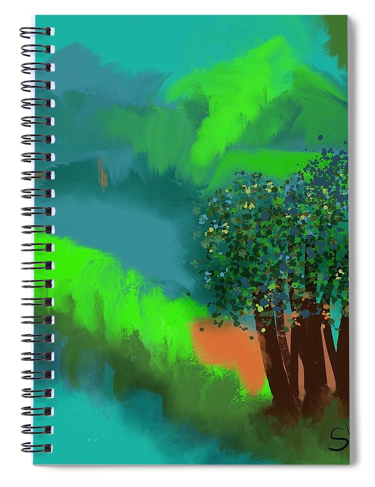 Landscape Spiral Notebook featuring the digital art No Road by Sherry Killam