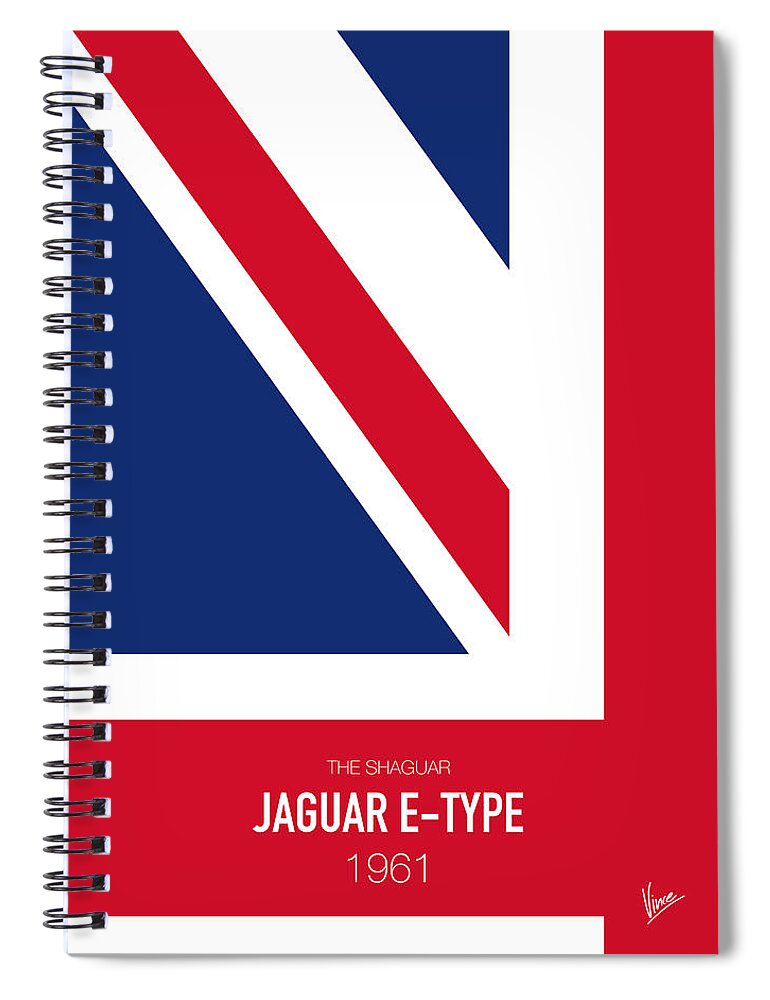 Jaguar Spiral Notebook featuring the digital art No007 My AUSTIN POWERS minimal movie car poster by Chungkong Art