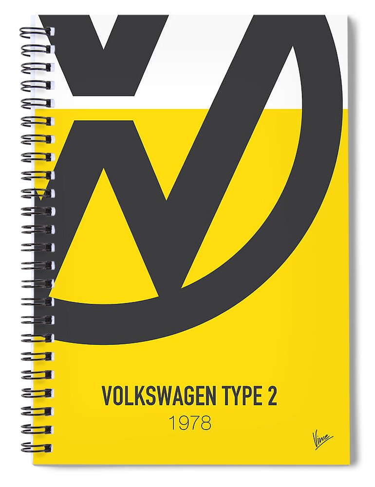 Volkswagen Spiral Notebook featuring the digital art No009 My LITTLE MISS SUNSHINE minimal movie car poster by Chungkong Art