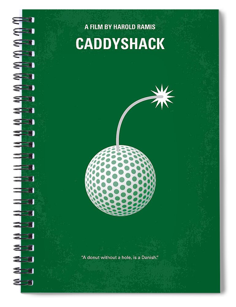 Caddyshack Spiral Notebook featuring the digital art No013 My Caddy Shack minimal movie poster by Chungkong Art