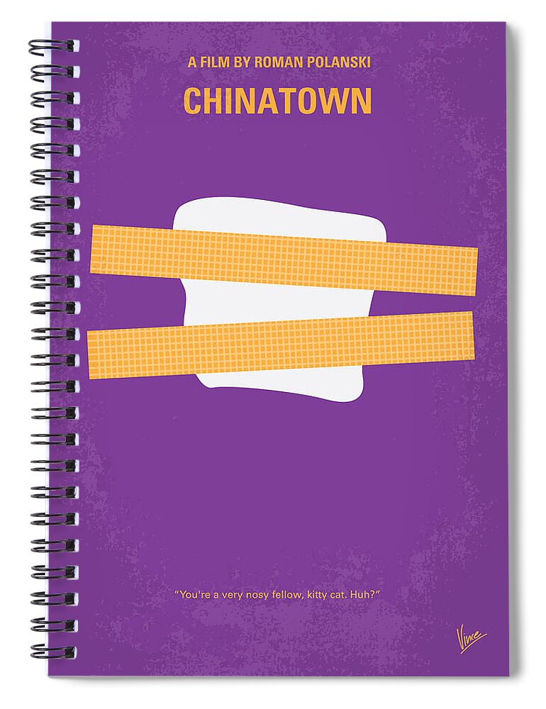 Chinatown Spiral Notebook featuring the digital art No015 My chinatown minimal movie poster by Chungkong Art