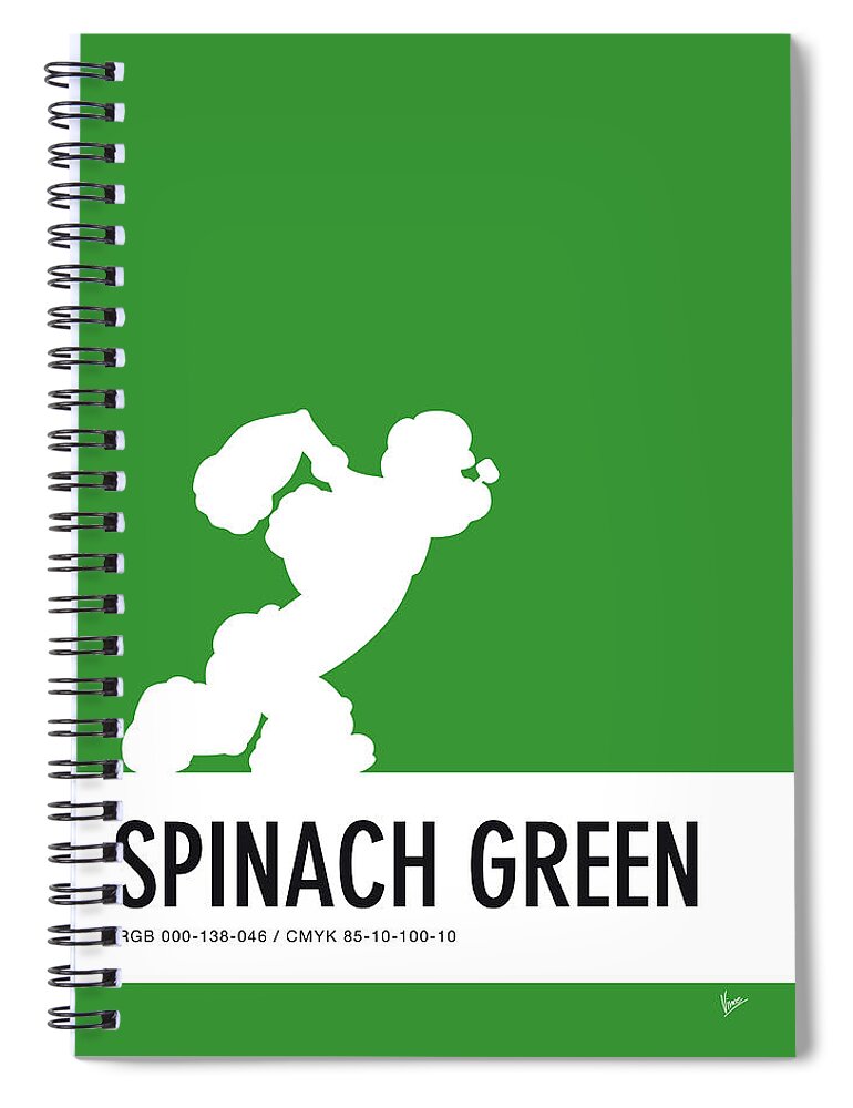 Brain Spiral Notebook featuring the digital art No07 My Minimal Color Code poster Popeye by Chungkong Art