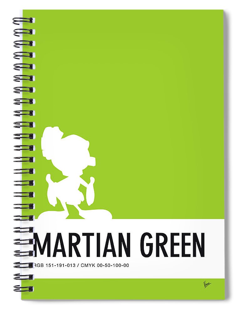 Looney Spiral Notebook featuring the digital art No15 My Minimal Color Code poster Marvin by Chungkong Art